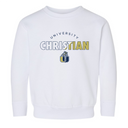 “TINY SIZE” University Christians UMAN Toddler Crewneck - White